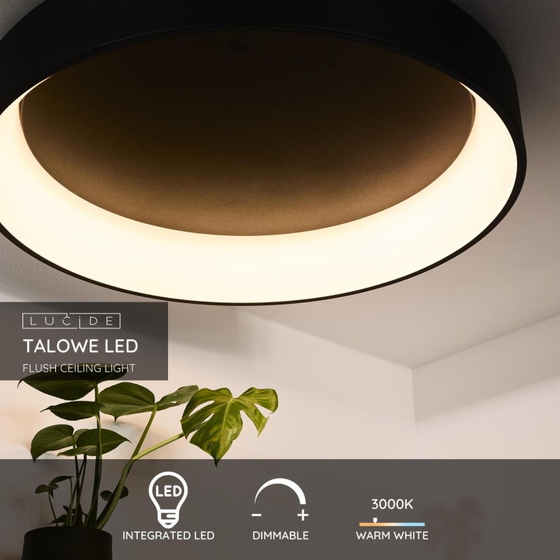 Lucide TALOWE LED - Zapustené stropné svietidlo - Ø 80 cm - LED Rozm. - 1x80W 3000K - Čierna
